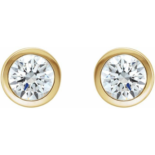 14K Yellow 1/5 CTW Natural Diamond Bezel-Set Earring