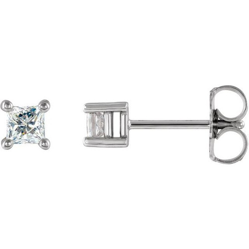 White Diamond Earrings in 14 Karat White Gold 0.25 Carat Diamond Earrings.