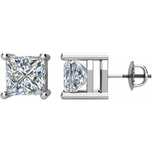14 Karat White Gold 2 Carat Diamond Earrings.