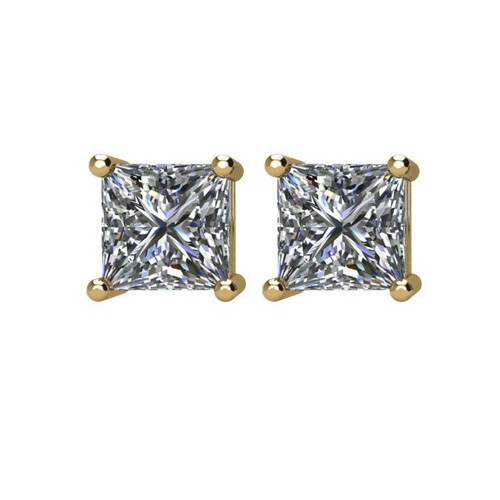 14 Karat Yellow Gold 1 Carat Diamond Earrings..