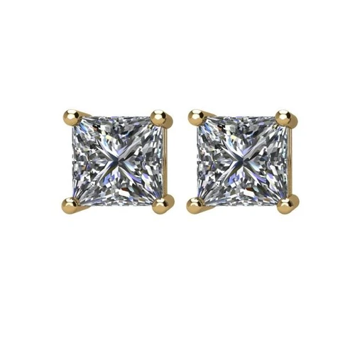14 Karat Yellow Gold 1 Carat Diamond Earrings..