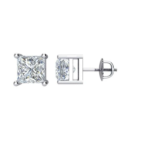 14 Karat White Gold 0.50 Carat Diamond Threaded Post Stud Earrings.