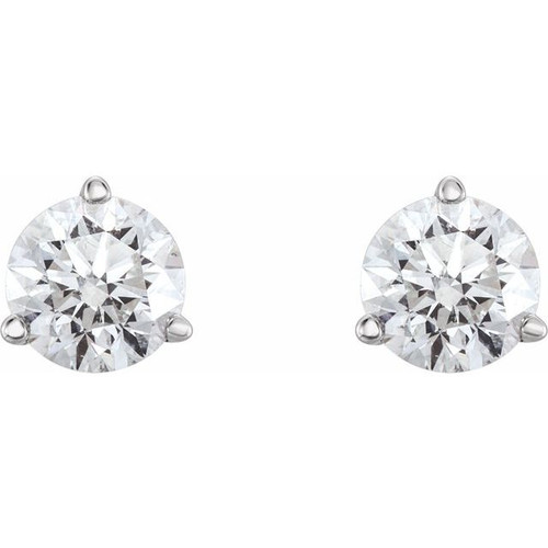 White Diamond Earrings in 14 Karat White Gold 1/2 Carat Diamond Earrings .