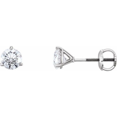 White Diamond Earrings in 14 Karat White Gold 1 1/2 Carat Diamond Earrings ..