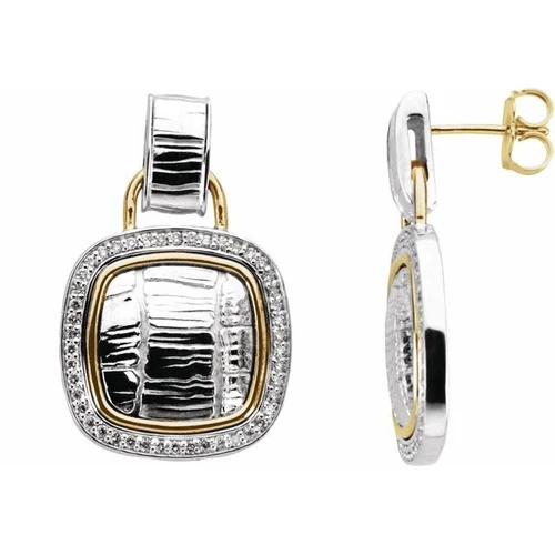 Sterling Silver & 14 Karat Yellow Gold 0.50 Carat Diamond Earrings