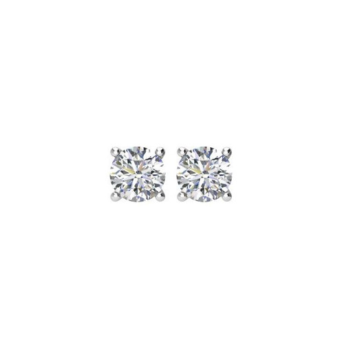 White Diamond Earrings in 14 Karat White Gold 0.50 Carat Diamond Earrings.