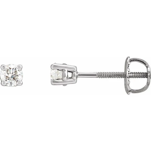 White Diamond Earrings in 14 Karat White Gold 1/3 Carat Diamond Stud Earrings