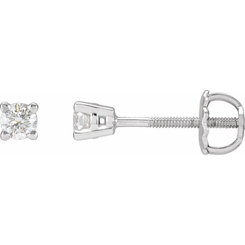 White Diamond Earrings in 14 Karat White Gold 1/4 Carat Diamond Stud Earrings