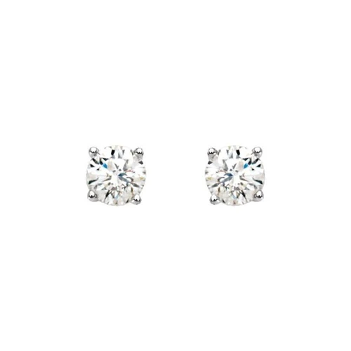 White Diamond Earrings in 14 Karat White Gold 1/2 Carat Diamond Stud Earrings