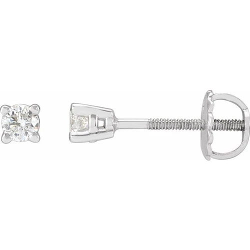 White Diamond Earrings in 14 Karat White Gold 1/5 Carat Diamond Stud Earrings