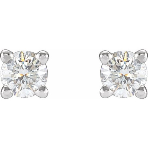 White Diamond Earrings in 14 Karat White Gold 1/4 Carat Diamond Stud Earrings.