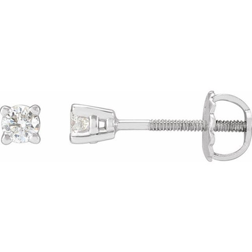 White Diamond Earrings in 14 Karat White Gold 1/5 Carat Diamond Stud Earrings