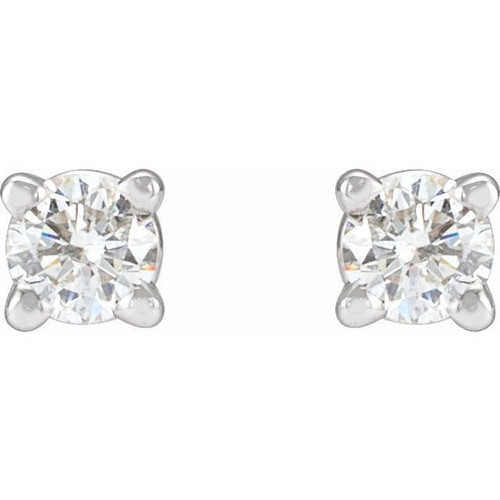 White Diamond Earrings in 14 Karat White Gold 1/5 Carat Diamond Stud Earrings