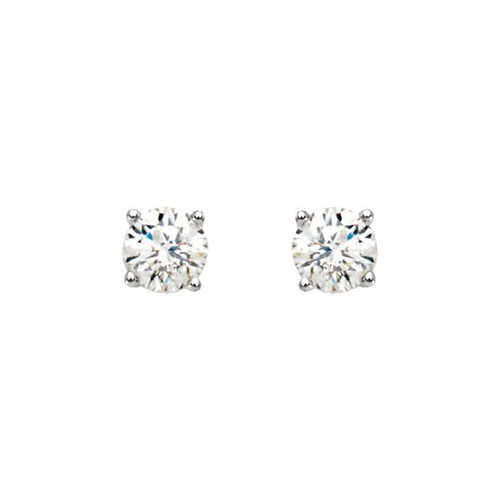White Diamond Earrings in 14 Karat White Gold 1/2 Carat Diamond Stud Earrings.