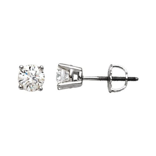 White Diamond Earrings in 14 Karat White Gold 3/4 Carat Diamond Stud Earrings.