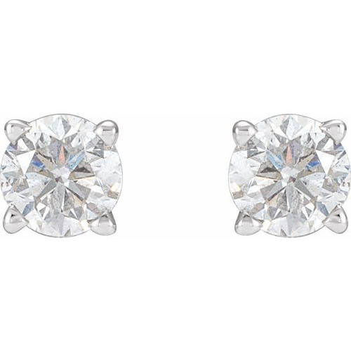 White Diamond Earrings in 14 Karat White Gold 1 1/2 Carat Diamond Stud Earrings.