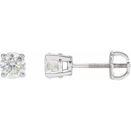 Natural Diamond Earrings in Platinum 1 Carat Diamond Stud Earrings
