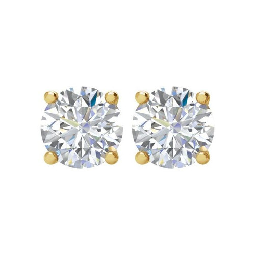 White Diamond Earrings in 14 Karat Yellow Gold 3/4 Carat Diamond Stud Earrings.