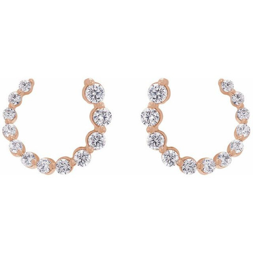 14K Rose 1/2 CTW Natural Diamond Front-Back Earrings
