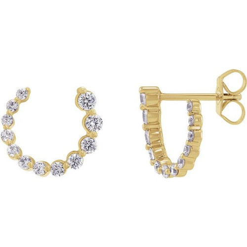 14K Yellow 1/2 CTW Natural Diamond Front-Back Earrings