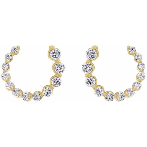 14K Yellow 1/2 CTW Natural Diamond Front-Back Earrings