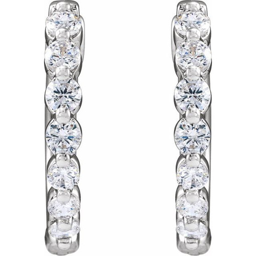 14K White 1/2 CTW Lab-Grown Diamond Hoop Earrings