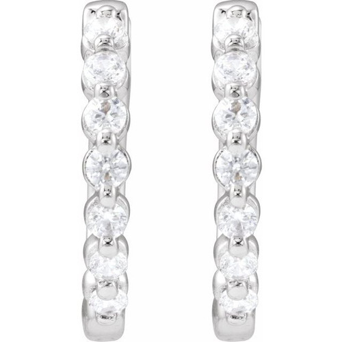 14K White 1/3 CTW Lab-Grown Diamond Hoop Earrings