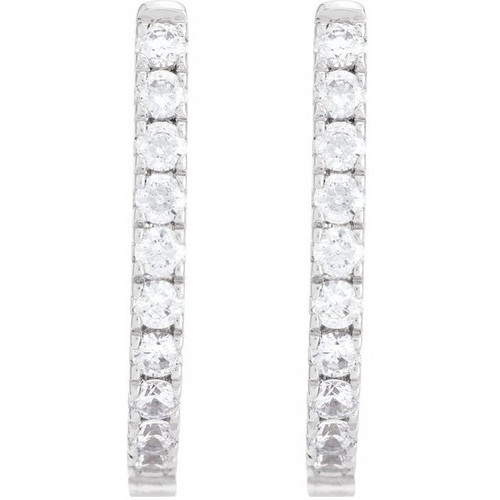 14K White 1/2 CTW Lab-Grown Diamond Hoop Earrings