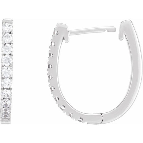 14K White 1/2 CTW Lab-Grown Diamond Hoop Earrings