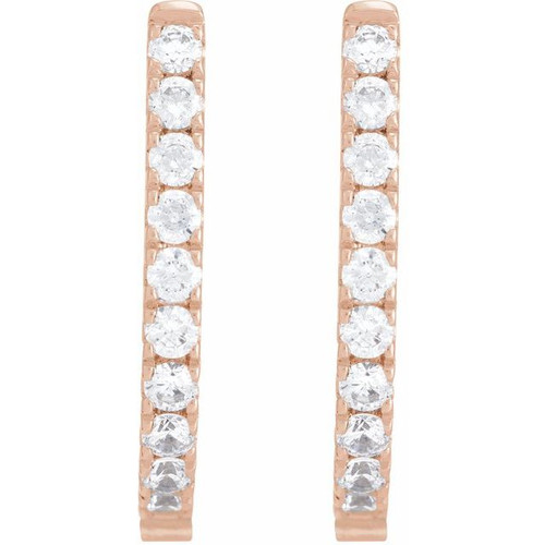 14K Rose 1/2 CTW Lab-Grown Diamond Hoop Earrings