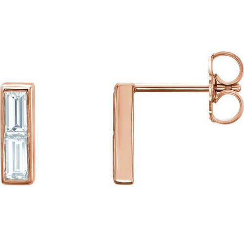 14 Karat Rose Gold 0.50 Carat Diamond Earrings....