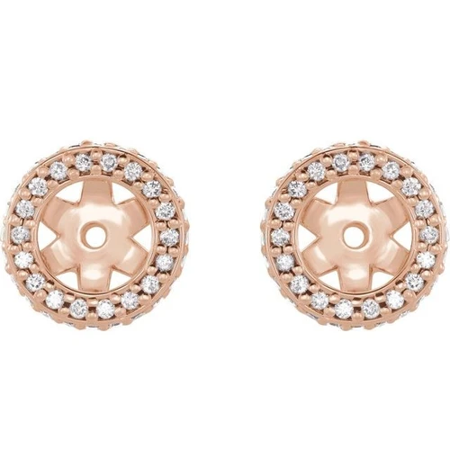 14 Karat Rose Gold 0.25 Carat Diamond Earring Jackets.