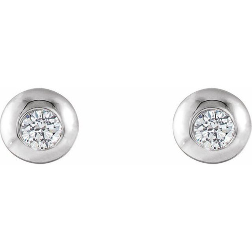 Platinum 0.33 Carat Natural Diamond Domed Stud Earring