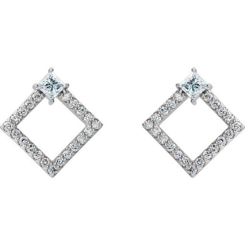 Natural Diamond Earrings in Sterling Silver 0.60 Carat Diamond Earrings