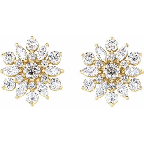 White Diamond Earrings in 14 Karat Yellow Gold 1 Carat Diamond Earrings.