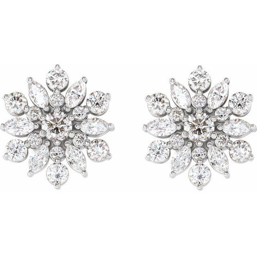 Natural Diamond Earrings in Sterling Silver 1 Carat Diamond Earrings