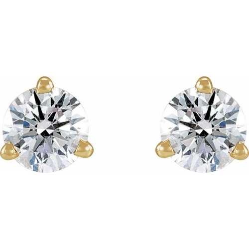 14K Yellow 1/6 CT Natural Diamond Press Fit Back Stud Earring