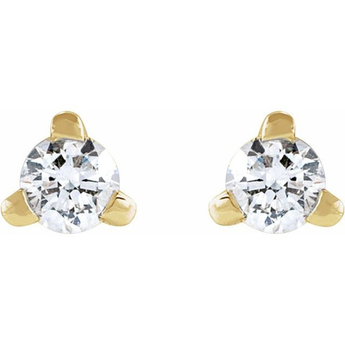 14K Yellow .03 CT Natural Diamond Press Fit Back Stud Earring
