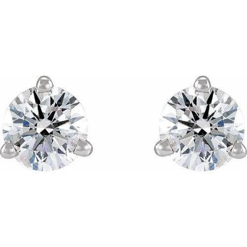 14K White 1/6 CT Natural Diamond Press Fit Back Stud Earring