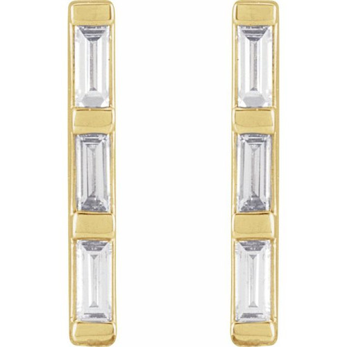14K Yellow 1/8 CTW Natural Diamond Bar Earrings