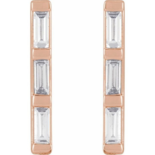 14K Rose 1/8 CTW Natural Diamond Bar Earrings