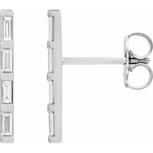 Platinum 1/6 CTW Natural Diamond Bar Earrings
