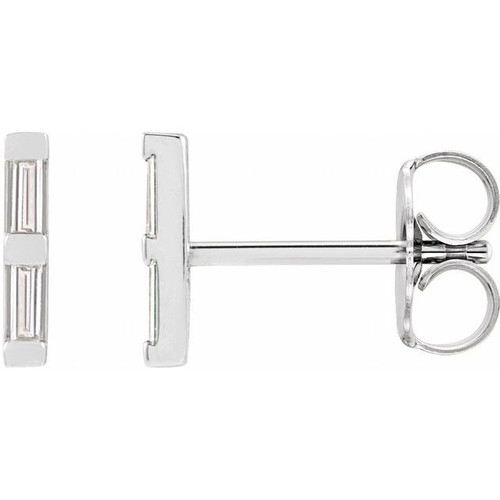 Sterling Silver .08 CTW Natural Diamond Bar Earrings