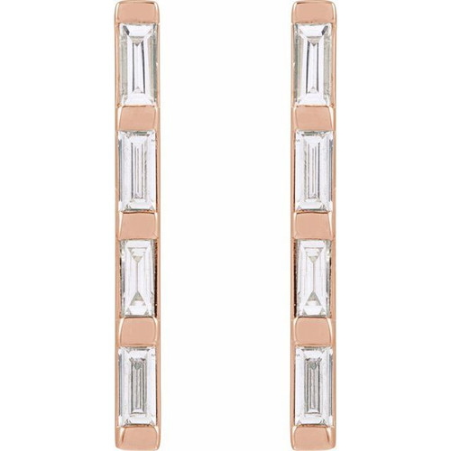 14K Rose 1/6 CTW Natural Diamond Bar Earrings
