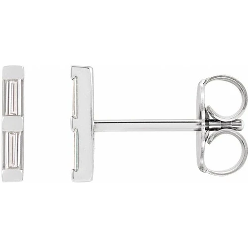 14K White .08 CTW Natural Diamond Bar Earrings