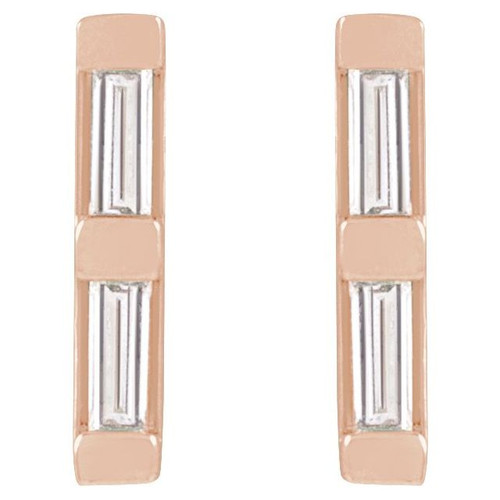 14K Rose .08 CTW Natural Diamond Bar Earrings
