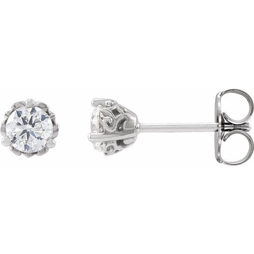 14K White 1/3 CTW Natural Diamond Vintage-Inspired Earrings