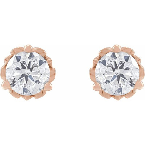 14K Rose 3/8 CTW Natural Diamond Vintage-Inspired Earrings