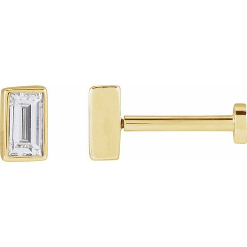 14K Yellow 1/8 CT Natural Diamond Press Fit Back Stud Earring 