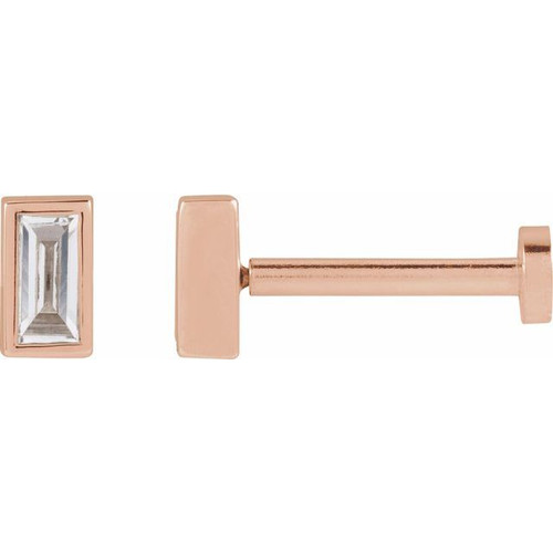 14K Rose .07 CT Natural Diamond Press Fit Back Stud Earring 